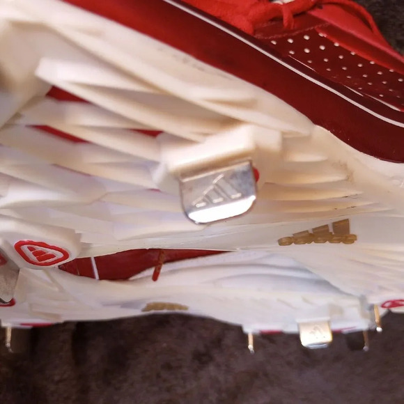 Adidas Cleat adizero Diamond Kin Metal Baseball Shoe Red White Mens Size 12 New - Picture 9 of 10